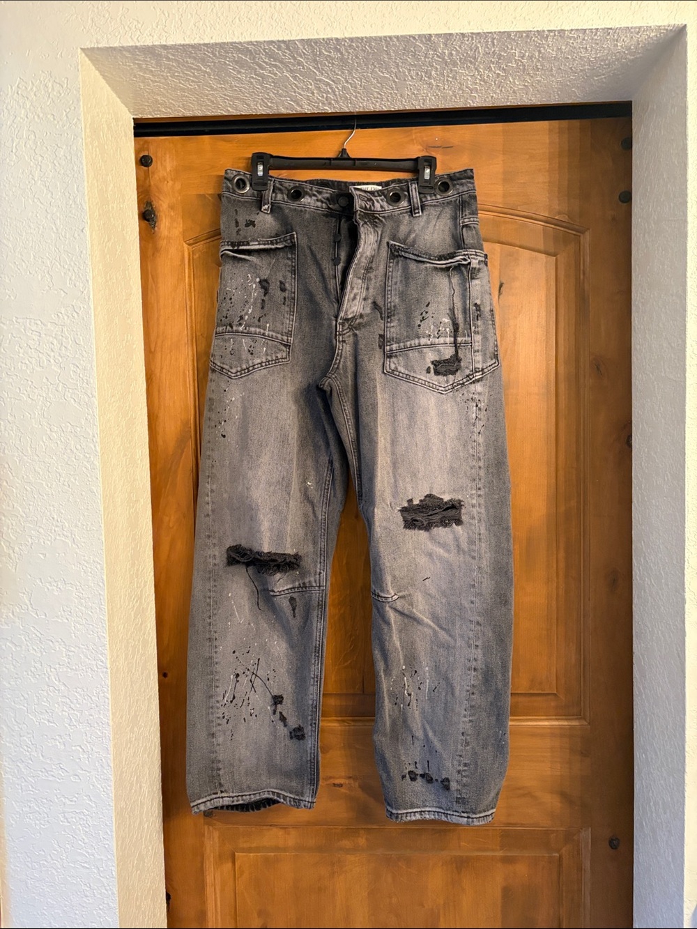 Free People Gray Distressed Relaxed Jeans